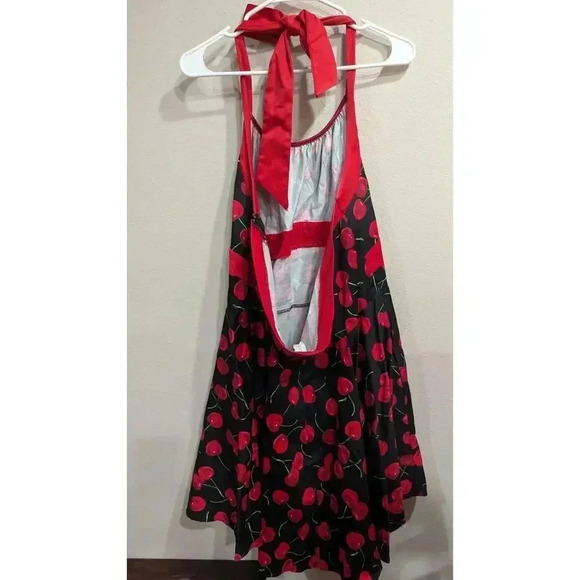 Women's halter style pinup style dress in Cherry Print by Go Lightly in size 4XL - Picture 3 of 7
